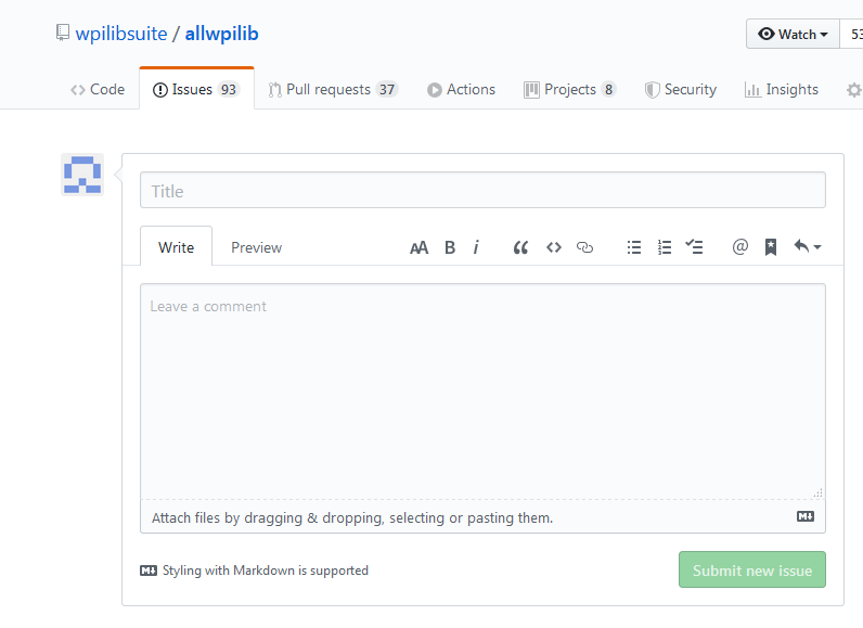 The Github issues tab for the different projects in wpilibsuite.