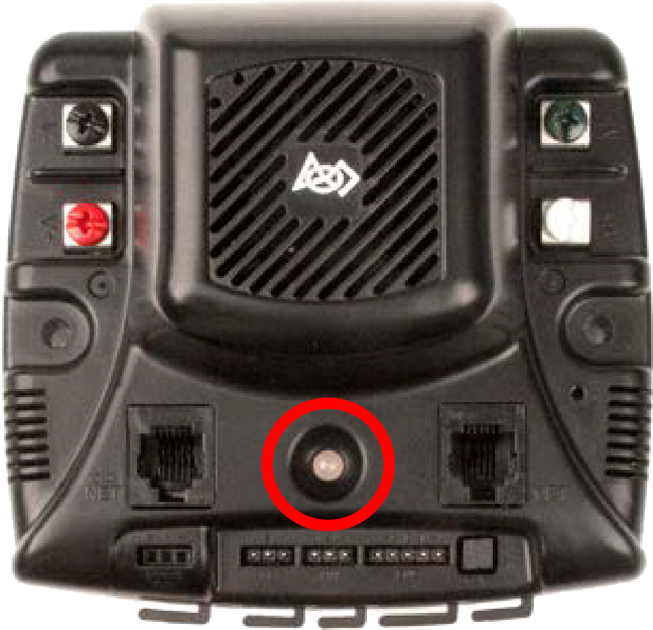 Jaguar motor controller with a single multicolor LED in the bottom center.