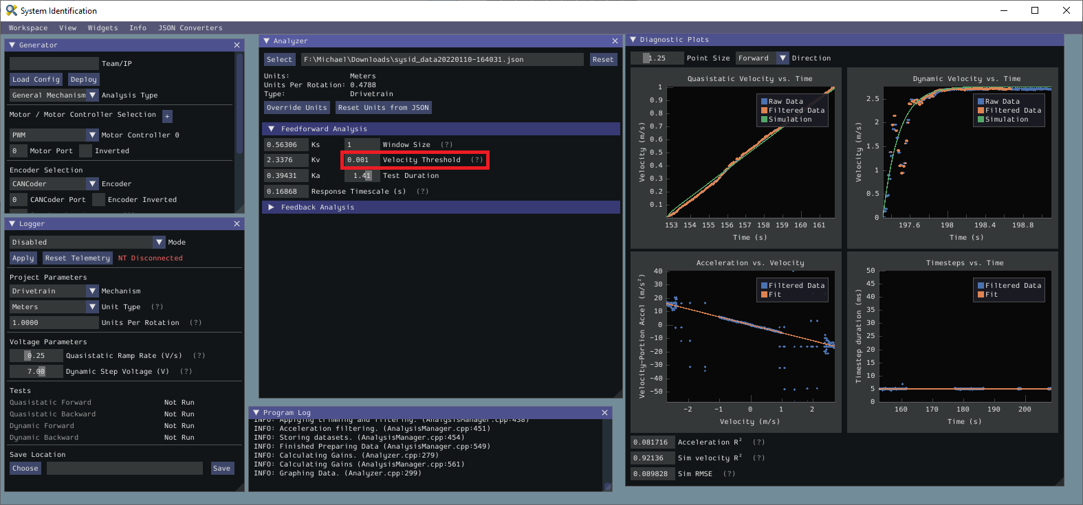 Motion threshold selector