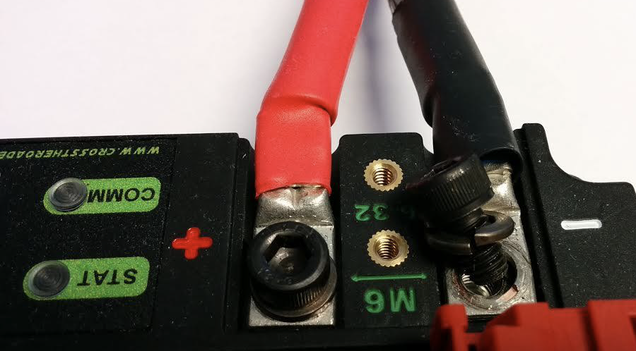 Battery terminals on the PDP.