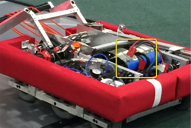 Disconnected battery of a robot mid match.