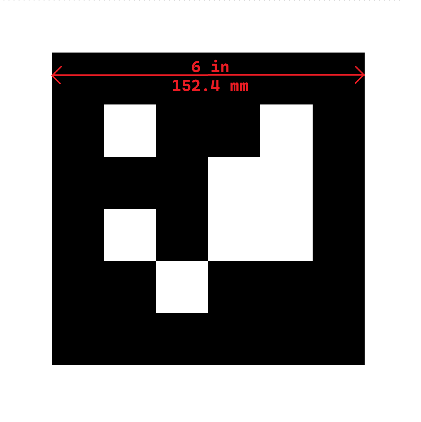 Diagram showing the dimensions of an FRC AprilTag fiducial target.