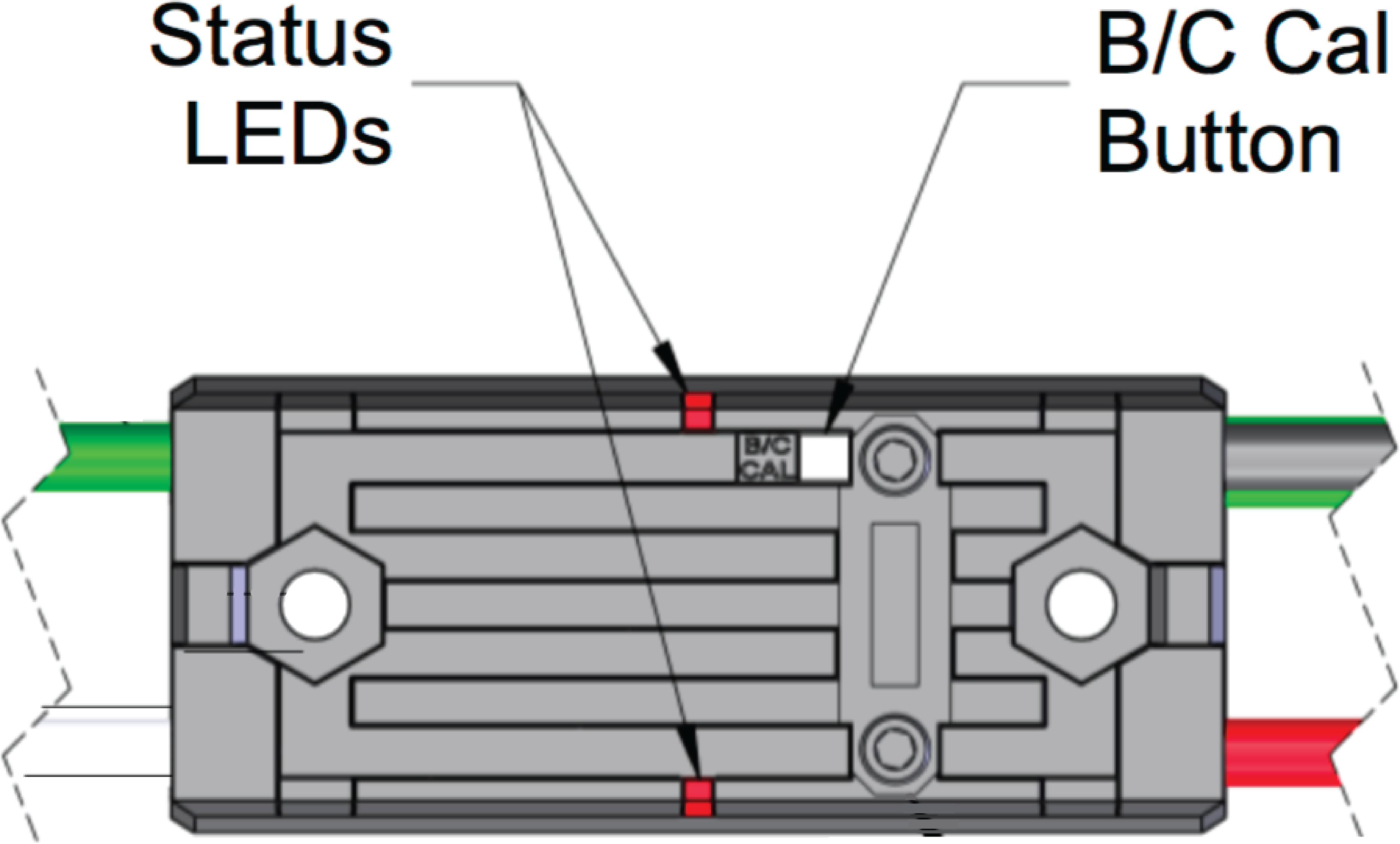 Status LEDs on either side of the center of the Talon SRX.